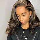 1b27, парики из человеческих волос, предварительно выщипанные, волнистые, на сетке спереди, для черных женщин, 13x4, Короткие парики, человеческие волосы 150%