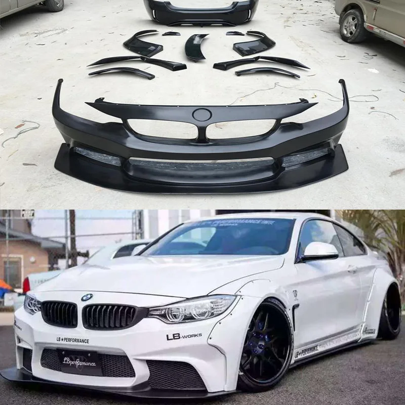 F82 LB Style комплект с широким корпусом передний бампер спойлер задний боковое крыло