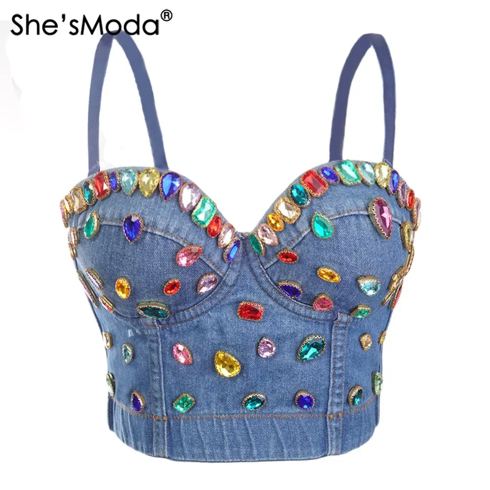 Джинсовые джинсы She'sModa женские бюстье на пуговицах бюстгальтер для ночного