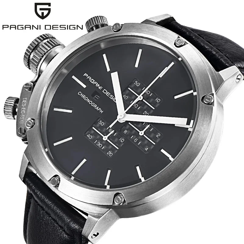 

PAGANI DESIGN Chronograph Watches Men Sports Waterproof Auto Date Quartz Wristwatch military Leather Watch Relogio masculino