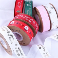 10 yards 25mm christmas ribbon printed grosgrain ribbons for gift wrapping wedding decoration hair bows diy