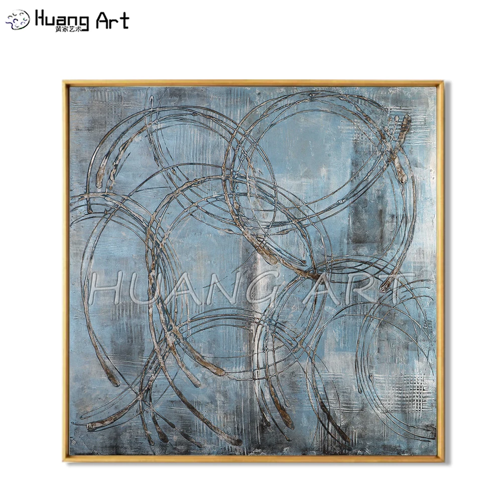 Оригинальная новая ручная роспись серый синий фон абстрактная картина маслом на