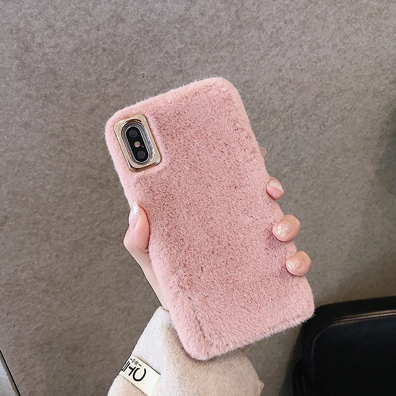 Короткие Плюшевые Меховые чехлы для телефонов Iphone 11 Pro Max 8 7 6 6S Plus Xr Xs Max X, осенне-зимняя теплая задняя крышка Coque Fundas