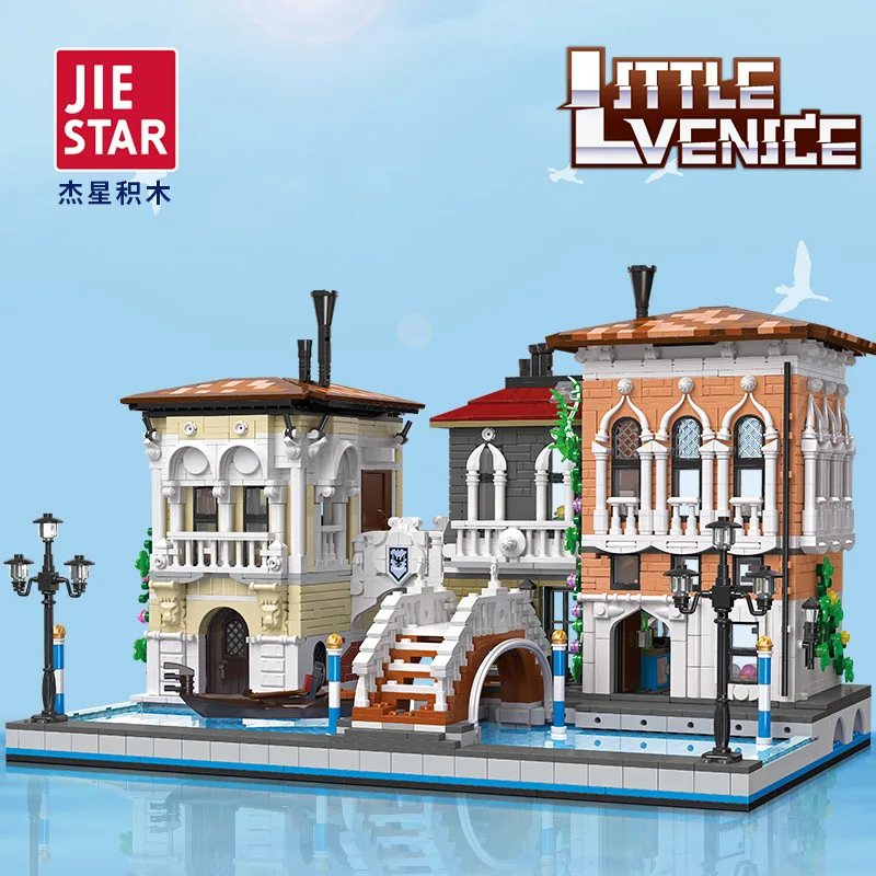 

JIESTAR 89122 Little Venice Building Model Modular MOC Brick Creative Street View Series Small Particles Assembling Toys Blocks