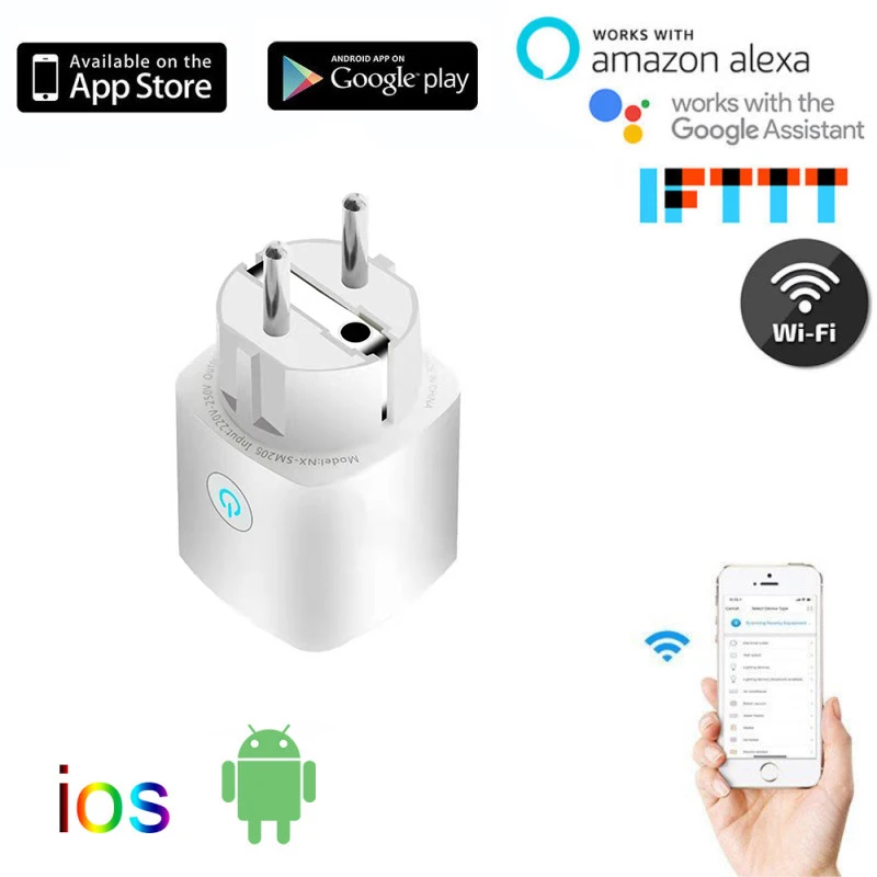 

No Hub Required Tuya Smart Life 16A EU/FR WiFi Smart Plug Remote Control Home Appliances Works With Alexa Google Home