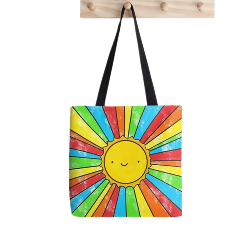 

Shopper Radiate Positivity Tote Bag Printed Tote women Harajuku Funny shopper handbag girl Shoulder shopping bag Lady Canvas Bag