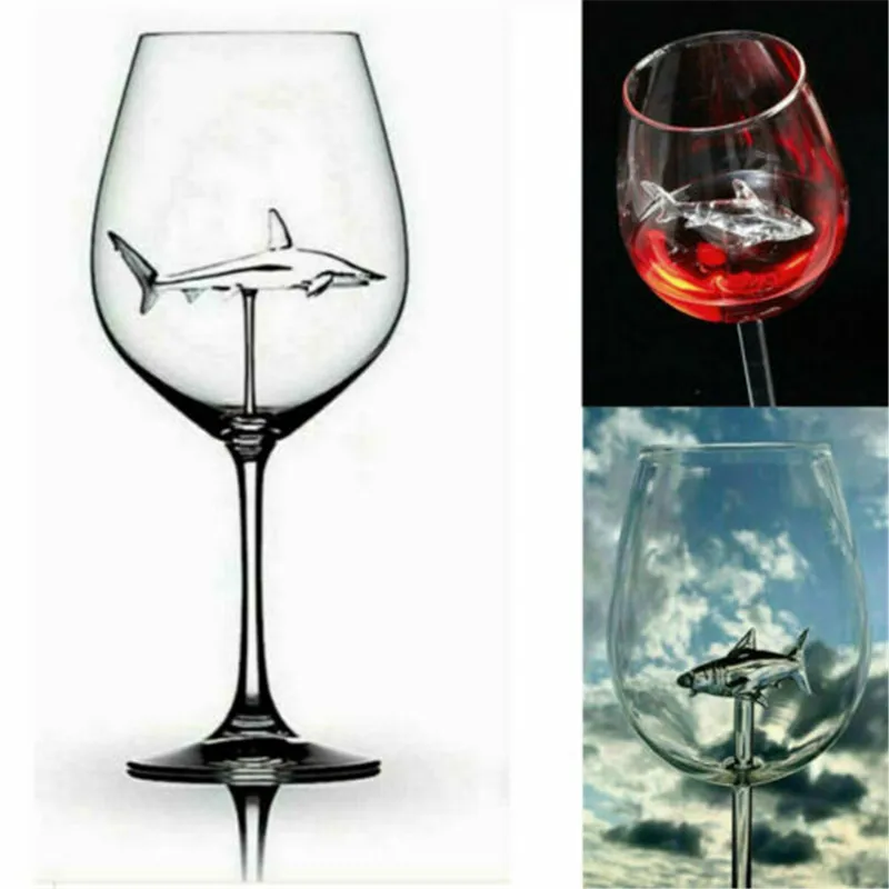 Хрустальный красный бокал для вина в форме акулы вставная винная бутылка
