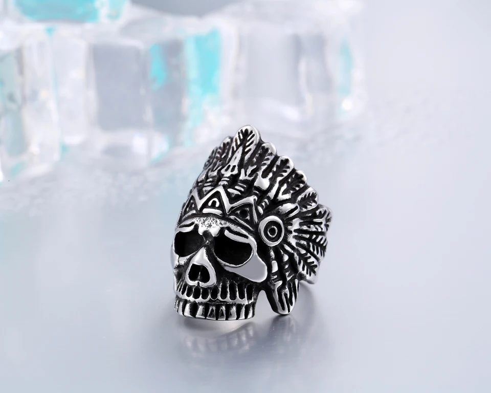New Indiana Ring Stainless Steel Punk Exaggerated Jewelry USA Fashion Men's Ring BR2041