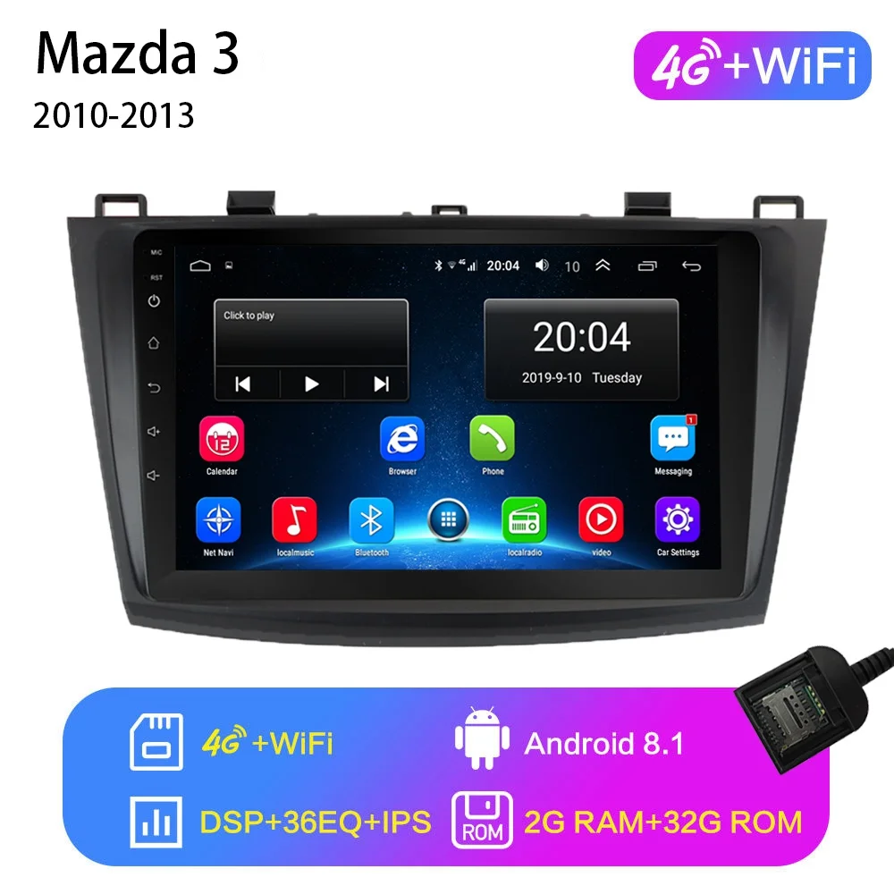 4G-WIFI 2G-32G 2G+ 32G " 2din Android 8,1 GO автомобильный Радио gps навигация wifi Bluetooth плеер карта для Mazda 3 2004-2013 автомобильный dvd-плеер - Цвет: 4G-WIFI 2G-32G