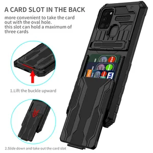 For Samsung Galaxy A21S Case 6.5" Hybrid Armor Card Holder Phone Case For Samsung A21S Case A 21S A21 S A217F Kickstand Cover