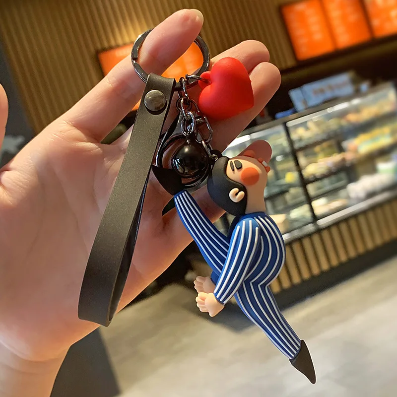 

Cartoon Splits Couples Creative Cute Silicone Doll Keychain Interesting Couple's Best Gift Keyring Children's Personality Jewelr