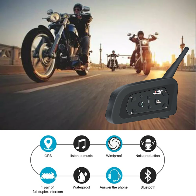 Bluetooth гарнитура для мотоциклетного шлема QPLOVE VnetPhone V6 1200 м|Наушники шлемов| |