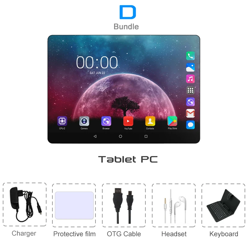 Комплект 4 2.5D стальной экран 10,1 дюймов планшет Android 9,0 3G 4G lte телефонный звонок Восьмиядерный 8 Гб ram 128 Гб rom Bluetooth Wi-Fi планшетный ПК 10 - Комплект: Комплект 4
