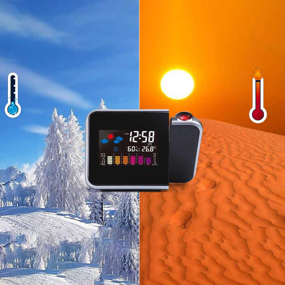 Часы Будильник с Погодная станция термометр календарная дата Светодиодный