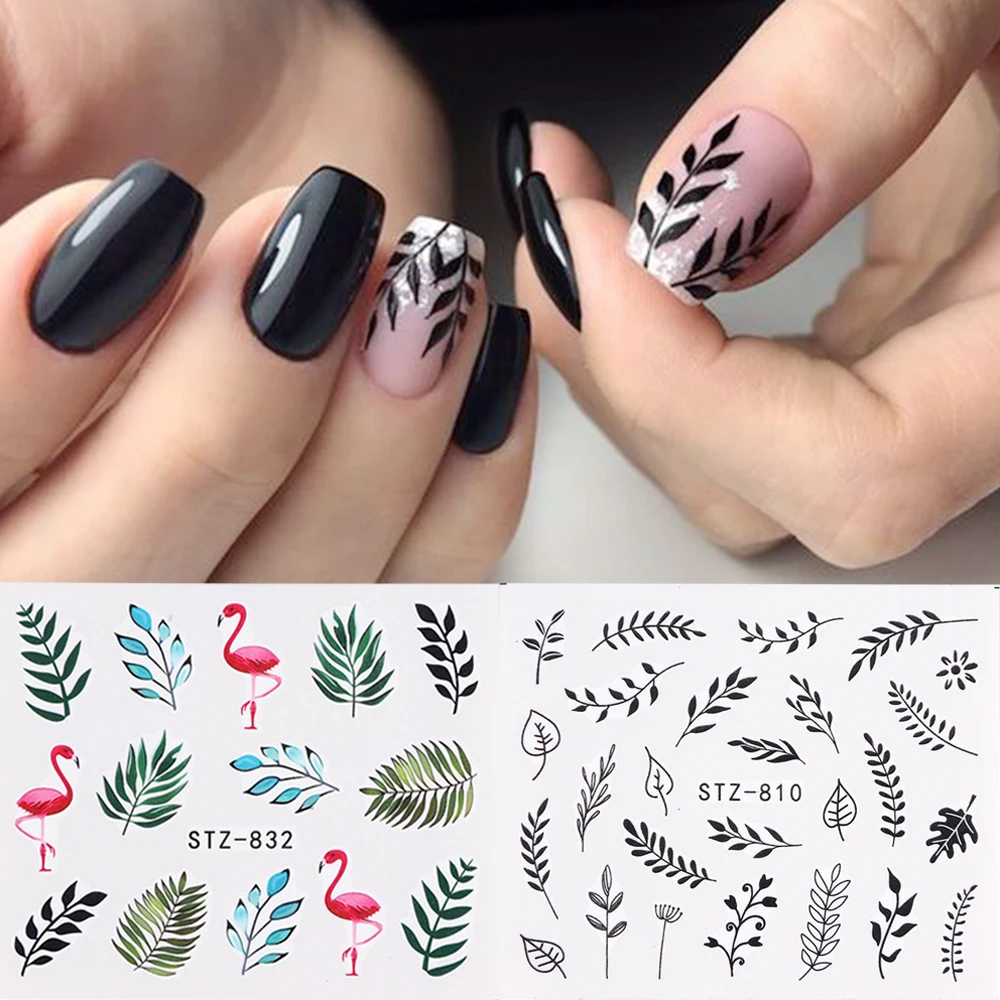 

Nail Art Sticker Set Black Lace Flower Leaf Decal Slider Wraps Tips Decor DIY Manicure New SASTZ808-855