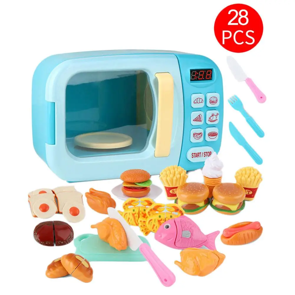 

Children Toy Kitchen Microwave Play Set Electric Simulation Kitchen Ware Pretend Play Set Kid's Birthday Gift Food Toys Pretend