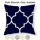 Большой темно-синий чехол для подушки Quatrefoil, наволочка для подушки из хлопка и льна, серый, серый, желтый, контрастный четырехлистный чехол