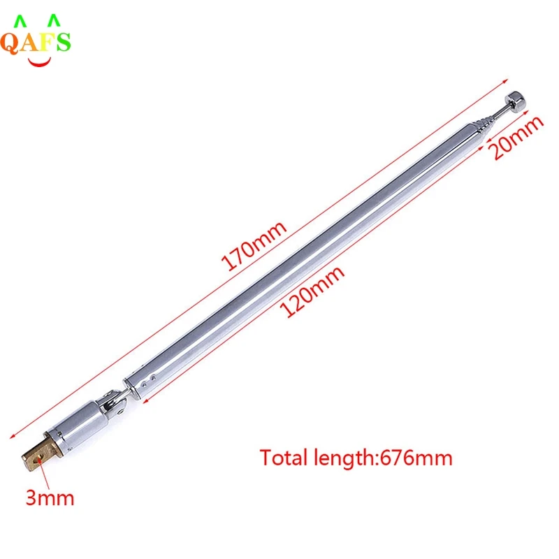 

7 Sections Telescopic Antenna Aerial for Radio TV silver Expanded total length 765MM new