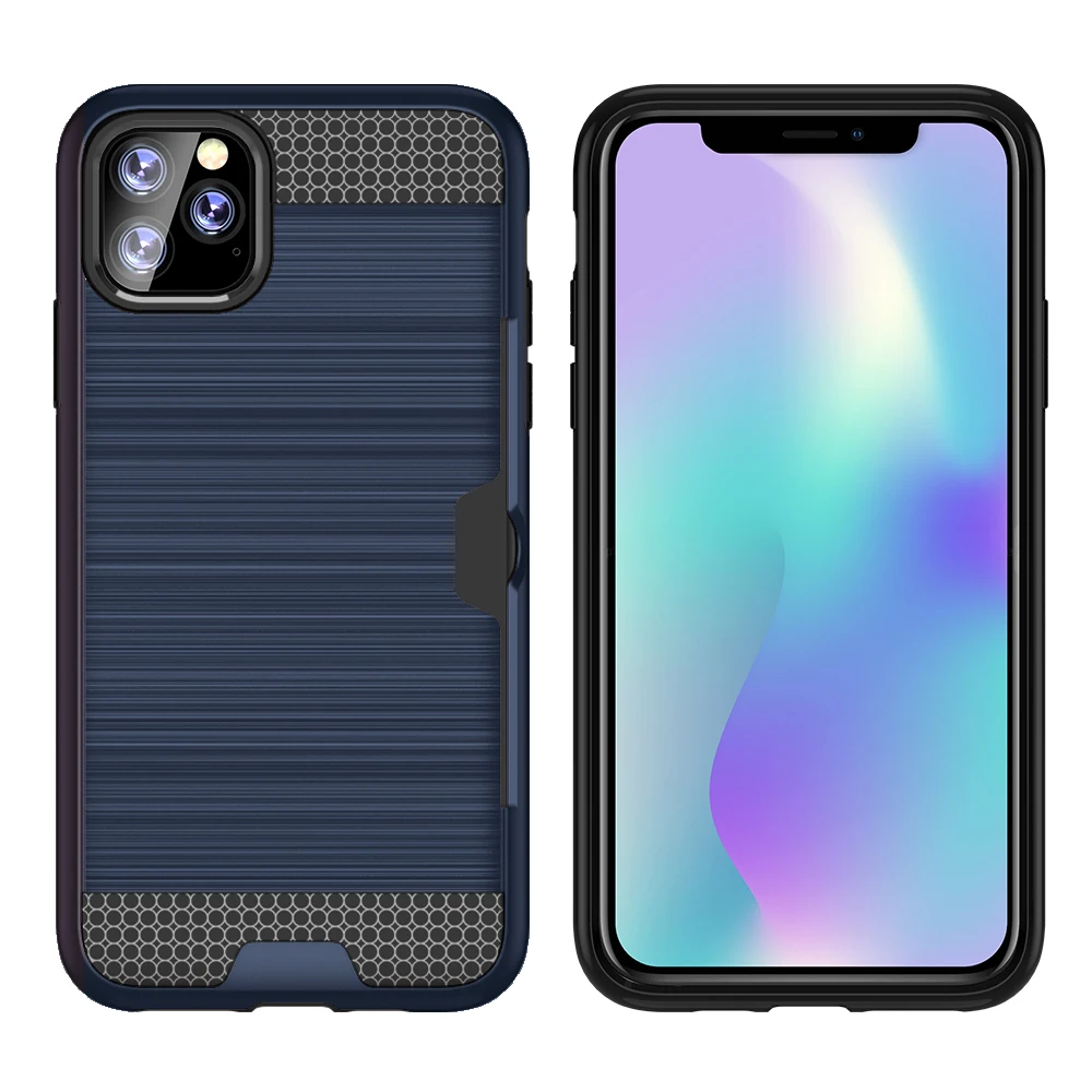 Сильный Мягкий Силиконовый протектор чехол для iPhone 5 5S SE 6 6S 7 8 Plus 11 Pro Xs Max X XR задняя крышка чехол держатель для карт сумки Coque - Цвет: Navy