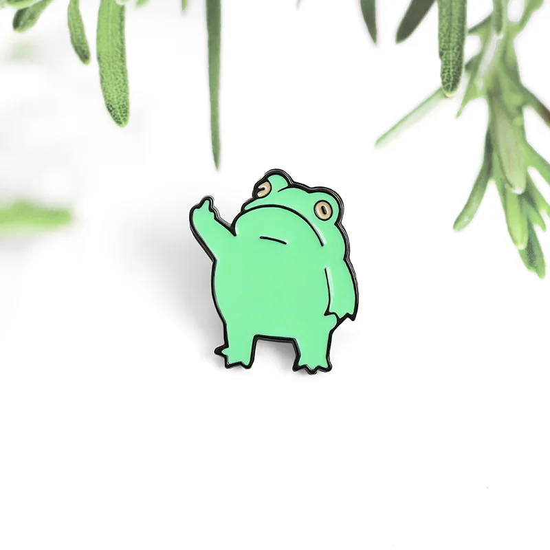 

Funny Frog Enamel Pin Custom Cool Animal Brooches Bag Lapel Pin Cartoon Froggy Badge Jewelry Gift for Friends