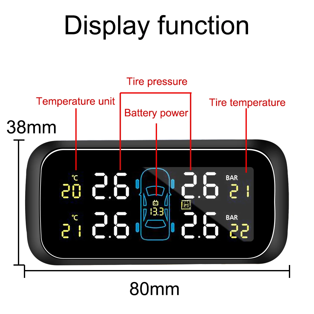 

Digital LCD Display Tire Pressure Monitoring System Cigarette Lighter Type TPMS Auto Security Alarm Systems Tire Pressure Sensor