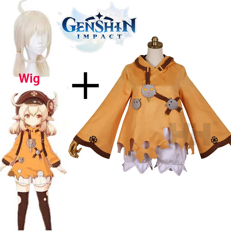 

Game Genshin Impact Klee Cosplay Costume Halloween Yellow Costume For Kids Children Christmas Game Cosplay Outfit Anime Clothes