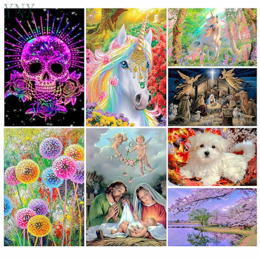 

NEW YNX 5D DIY diamond embroidery full circle diamond painting cross-stitch animal cartoon puppy Mosaic art home decoration gift