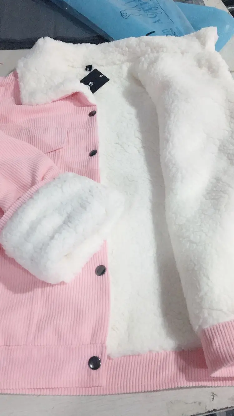 

Corduroy Jacket women Thick Velvet Jackets Winter Warm Solid Outerwear Long Sleeve Vintage Short Women Coat chamarras de mujer