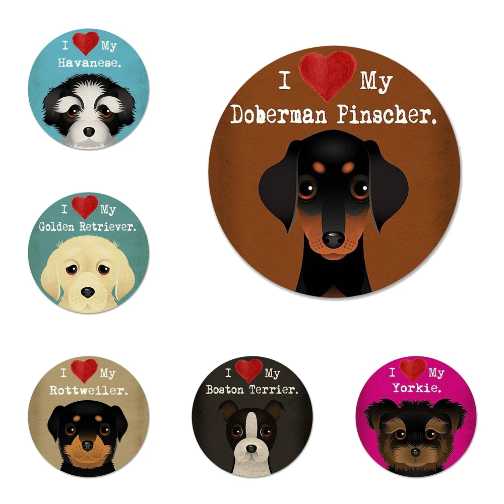 

I Love My Dog Yorkie Papillon boxer Icons Pins Badge Decoration Brooches Metal Badges For Clothes Backpack Decoration