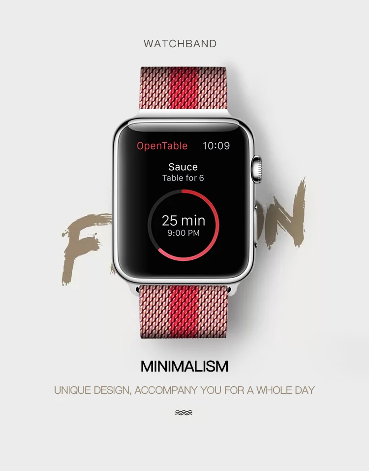 Розовый/красный Milanese Loop Band 40 мм ремешок для Apple Watch Series 4 44 мм Женский браслет женский браслет для Iwatch 38 42 мм