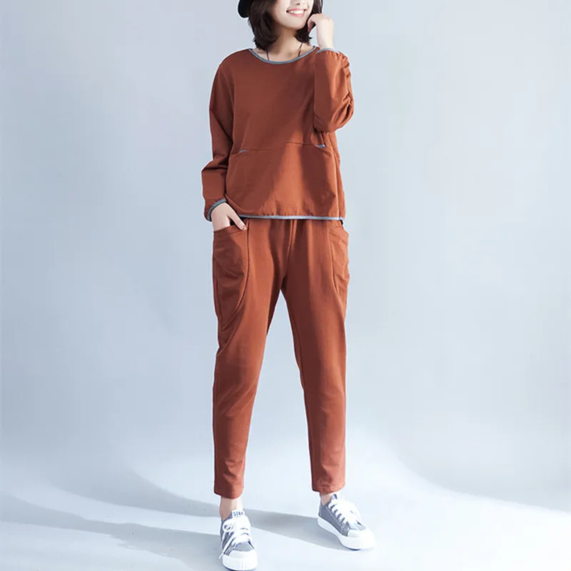 Johnature Autumn Winter New Solid Color O-neck Pullover Loose Women Hoodies Tops 2019 4 Colors Patchwork Casual Sweatshirts | Женская