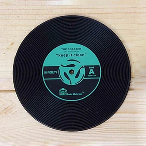 Ретро cd-дизайн Противоскользящий силиконовый коврик для напитков записывающий