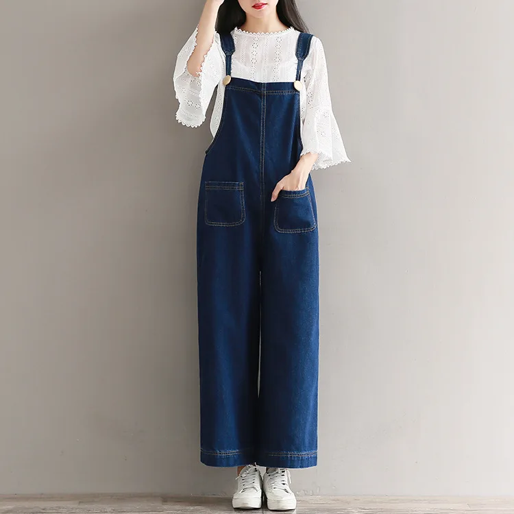 

Denim Blue Jumpsuit Spring Summer Vintage Plus Size 5xl Girls Loose Wash Wide Leg Rompers Sexy Ladies Braces Overalls for Women
