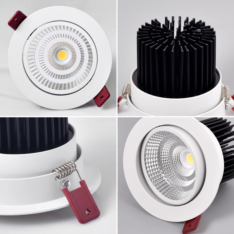 Lámpara de techo de foco LED COB regulable para sala de estar y cocina, foco empotrable plateado de 18W, 20W, 60 °, 110V, 220V, 5W, 7W, 9W