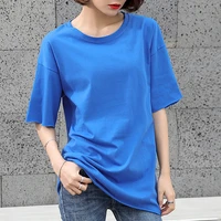 gracetaste 2021 early spring new loose large size solid color t short sleeve t shirt womens medium long cotton half sleeve top