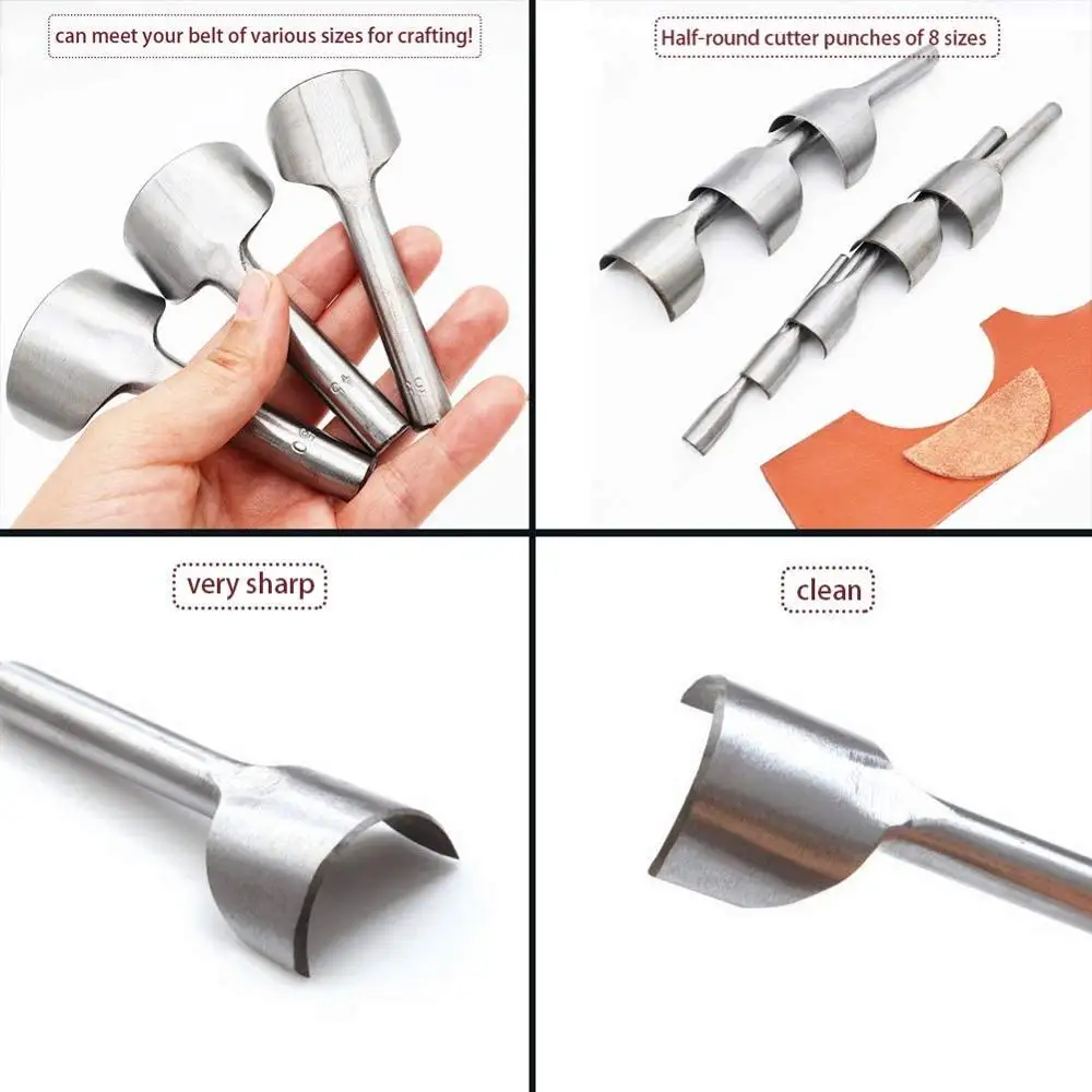 7pcs 10 40 мм кожа удар полукруглый режущий инструмент ремень край Форма резак Наборы