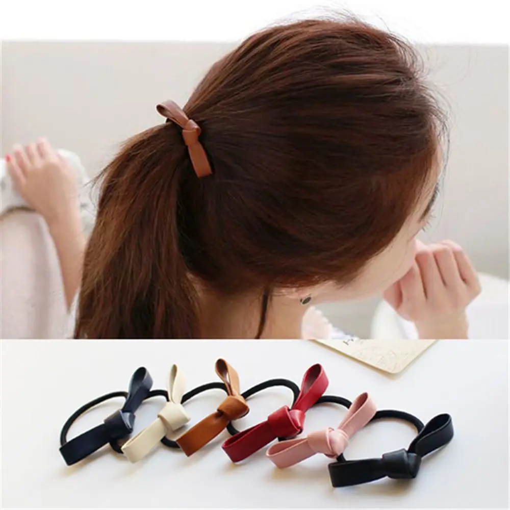 1 шт. простой модный кожаный бант для волос женщин и девочек однотонный ленточный