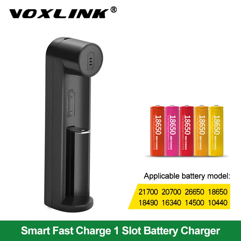  VOXLINK 18650 battery charger Smart charging 1 slot 3.7V 26650 18350 32650 21700 26700 26500 Li-ion Rechargeable Battery charger 