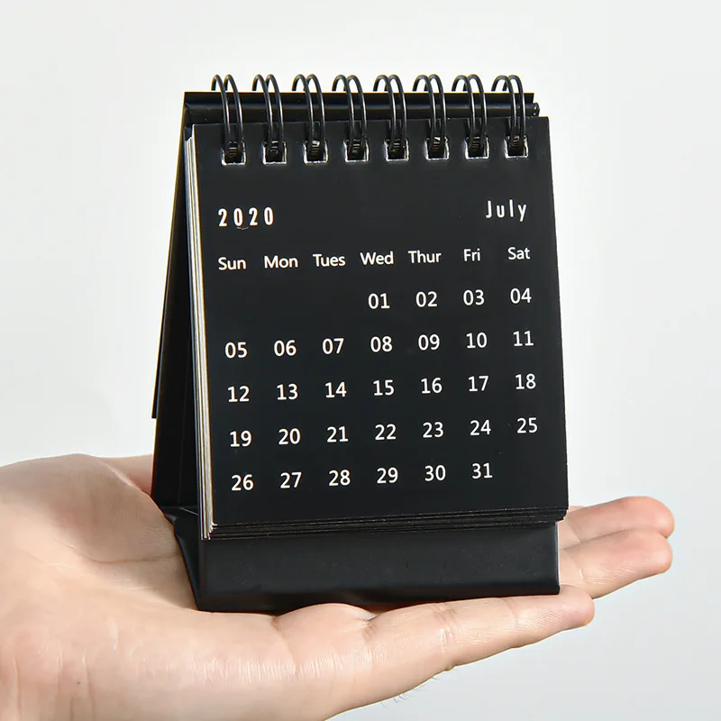 

2021 Simple Solid Color Mini Calendar Creative Portable Desktop Calendars Notebook Daily Schedule Planner
