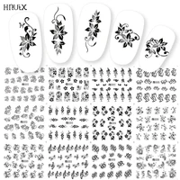 hnuix1 2 designs nail stickers set mixed floral geometric sexy girl nail art water transfer decals tattoos sliders manicure