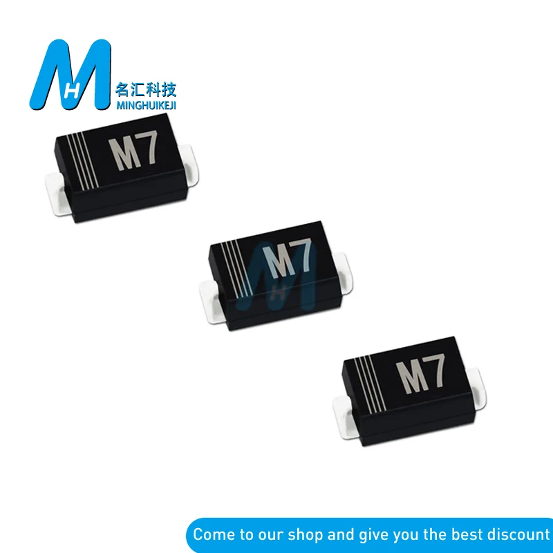 100 шт. M7 1N4007 диод SMD 1A 1000 В IN4007 выпрямительный MDS | Электронные компоненты и