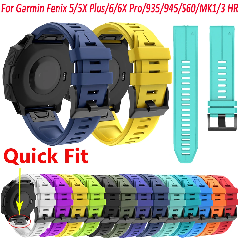 

26 22mm Watchband For Garmin Fenix 6 6X Pro 5 5X Plus 3HR Silicone Band Fenix6 Fenix5 Watch Quick Release Easyfit Wrist Strap