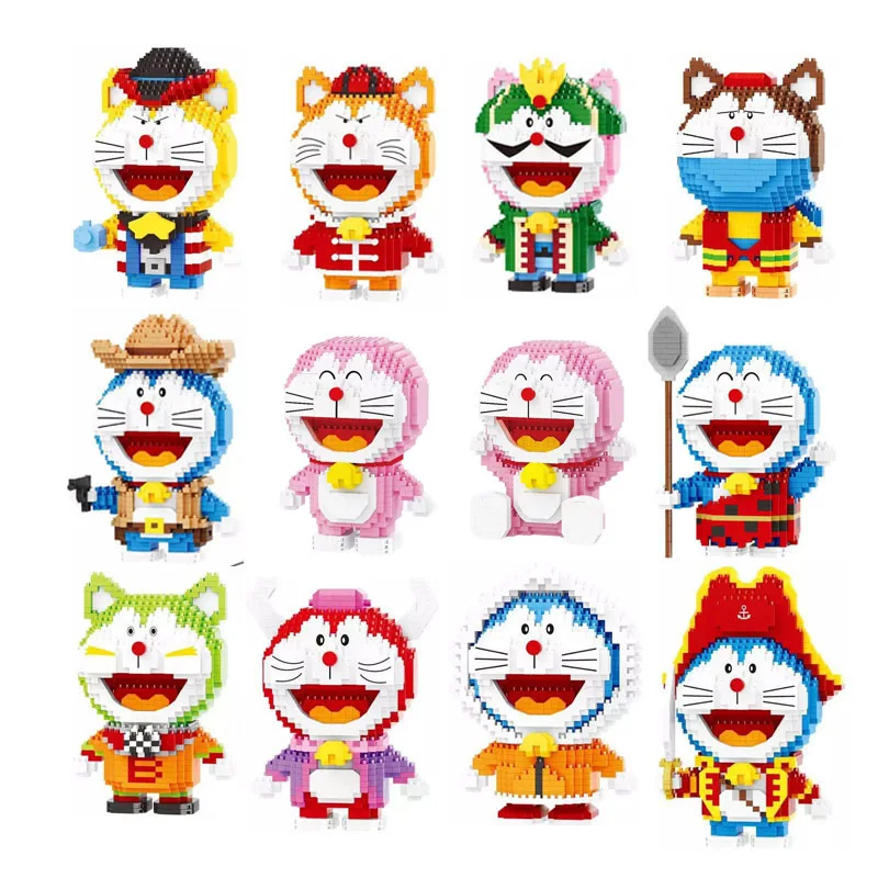 

Cartoon Mini Blocks Doraemon Auction Figure Anime Building Plastic Blocks Juguetes Girls Gifts Toys for Children Present