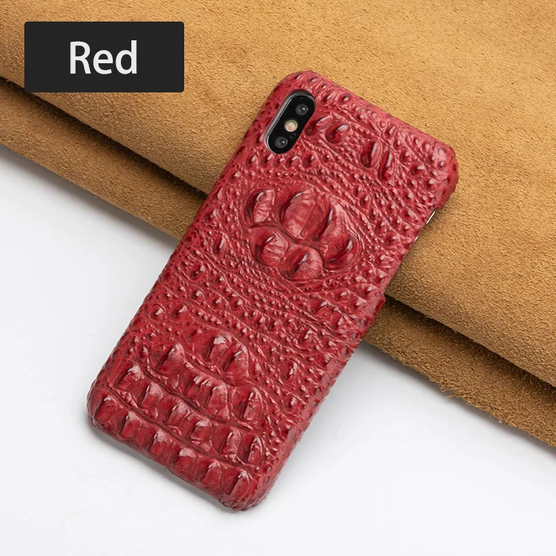Red Head Роскошный чехол для телефона из воловьей кожи для iPhone Xr 6 6s 7 8 Plus X Xs Max, чехол с текстурой крокодиловой задней панели для 6p 6s p 7p 8p - Цвет: Red Head