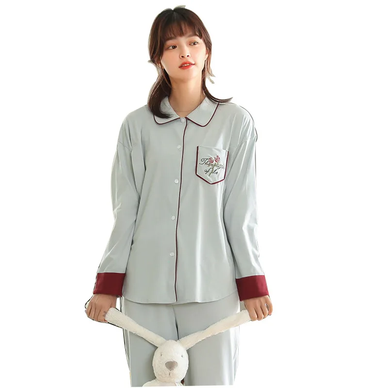 

Spring summer cotton moon clothes new long sleeve thin air-conditioned room pullover suit pregnant women pajamas nursing suit