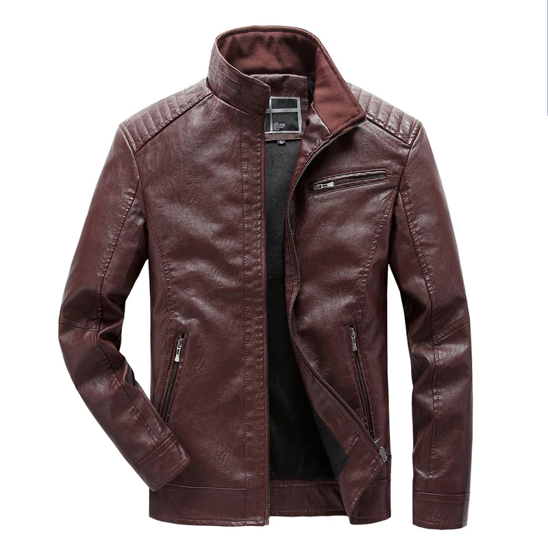 

2020 Autumn New Motorcycle Stand Collar Veste Cuir Homme