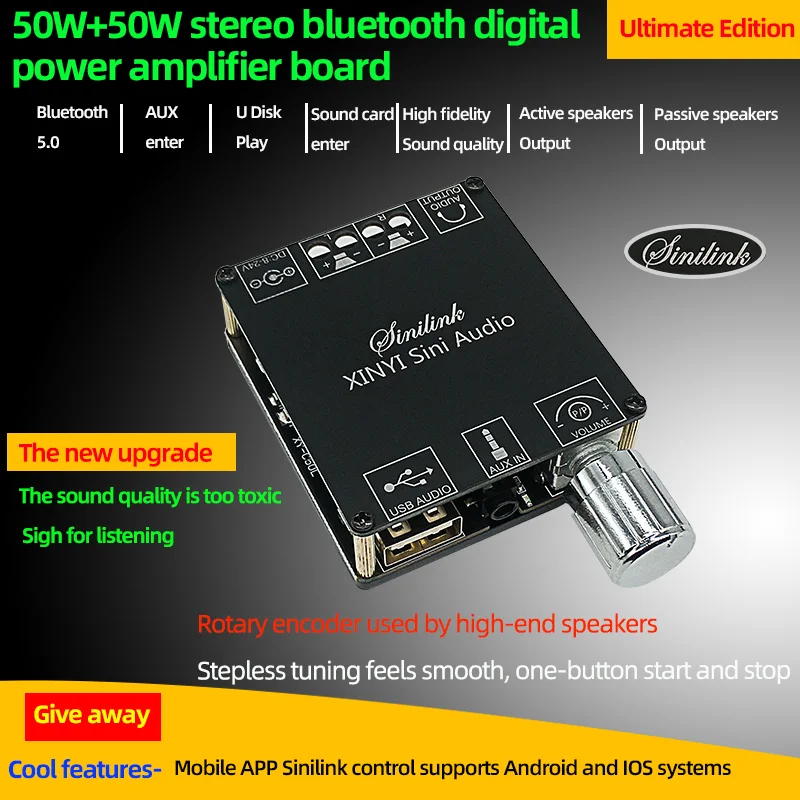 Плата цифрового усилителя мощности HIFIDIY LIVE C50L Bluetooth 5 0 AUX 2x50 Вт стерео аудио AMP