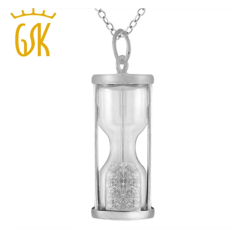 Песочные часы GemStoneKing женские 18 к позолоченные серебряные песочные кулон