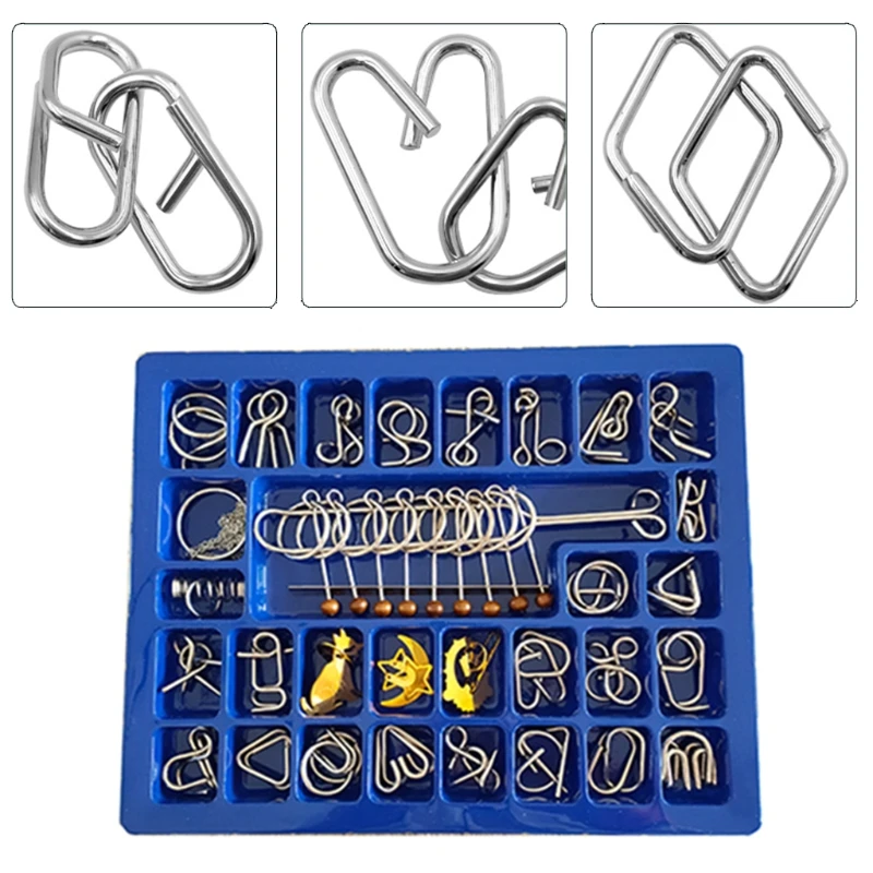 

30-piece Brain Teaser Metal Ring Puzzle Set