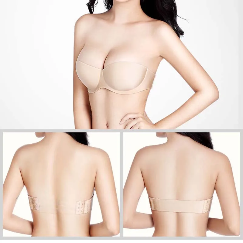 Женский невидимый бюстгальтер KYLIE розовое нижнее белье без бретелек с открытой